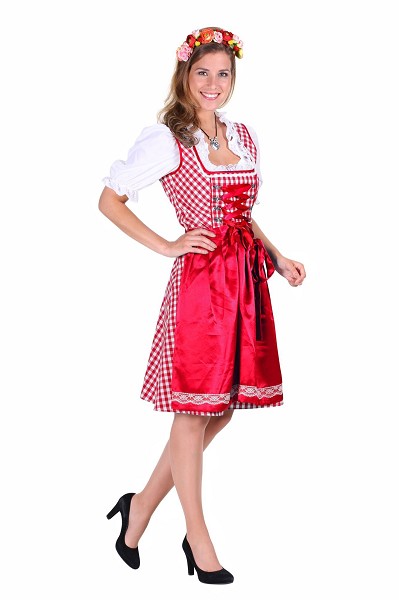 Tiroler dirndl jurk rood wit | Kalf
